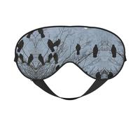 Masque de sommeil et masque pour les yeux en satin à imprimé corbeau noir | Masque de sommeil profond pour homme et femme | Masque de sommeil doux pour nourrir la peau