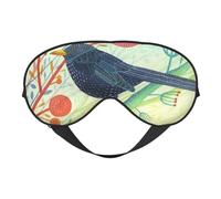 Masque de sommeil et masque pour les yeux en satin à imprimé oiseau noir | Masques de sommeil profond pour homme et femme | Masque de sommeil doux pour nourrir la peau