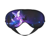 Masque de sommeil et masque pour les yeux en satin à imprimé papillons blancs et violets | Masques de sommeil profond pour homme et femme | Masque de sommeil doux pour nourrir la peau