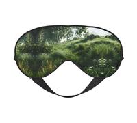 Masque de sommeil et masque pour les yeux en satin à imprimé prairie d'été vert | Masques de sommeil profond pour homme et femme | Masque de sommeil doux pour nourrir la peau