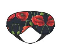 Masque de sommeil et masque pour les yeux en satin avec bourgeons de fleurs cyan et fleur rouge | Masque de sommeil profond pour homme et femme | Masque de sommeil doux pour nourrir la peau