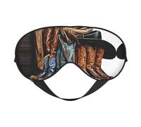 Masque de sommeil et masque pour les yeux en satin avec chapeau de cowboy noir et bottes occidentales | Masque de sommeil profond pour homme et femme | Masque de sommeil doux pour nourrir la peau