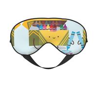 Masque de sommeil et masque pour les yeux en satin avec imprimé boîte de crayons mignons | Masques de sommeil profond pour homme et femme | Masque de sommeil doux pour nourrir la peau