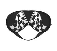 Masque de sommeil et masque pour les yeux en satin avec motif de drapeaux à carreaux noir et blanc | Masque de sommeil profond pour homme et femme | Masque de sommeil doux pour nourrir la peau