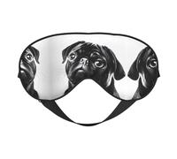 Masque de sommeil et masque pour les yeux en satin imprimé carlin noir mignon | Masques de sommeil profond pour homme et femme | Masque de sommeil doux pour nourrir la peau