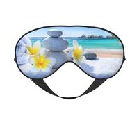 Masque de sommeil et masque pour les yeux en satin imprimé fleurs tropicales et pierres zen | Masques de sommeil profond pour homme et femme | Masque de sommeil doux pour nourrir la peau