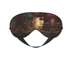 Masque de sommeil et masque pour les yeux en satin imprimé forêt fantastique | Masques de sommeil profond pour homme et femme | Masque de sommeil doux pour nourrir la peau