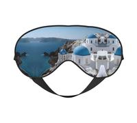Masque de sommeil et masque pour les yeux en satin imprimé Maison Blanche Grèce | Masques de sommeil profond pour homme et femme | Masque de sommeil doux pour nourrir la peau