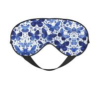 Masque de sommeil et masque pour les yeux en satin imprimé papillons bleus | Masques de sommeil profond pour homme et femme | Masque de sommeil doux pour nourrir la peau