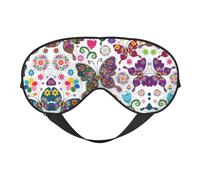 Masque de sommeil et masque pour les yeux en satin imprimé papillons et fleurs colorés | Masques de sommeil profond pour homme et femme | Masque de sommeil doux pour nourrir la peau