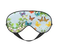 Masque de sommeil et masque pour les yeux en satin imprimé papillons volants | Masques de sommeil profond pour homme et femme | Masque de sommeil doux pour nourrir la peau