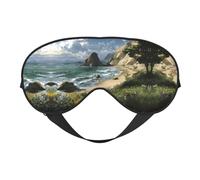 Masque de sommeil et masque pour les yeux en satin imprimé paysage de mer | Masques de sommeil profond pour homme et femme | Masque de sommeil doux pour nourrir la peau