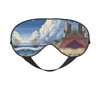 Masque de sommeil et masque pour les yeux en satin imprimé paysage de mer | Masques de sommeil profond pour homme et femme | Masque de sommeil doux pour nourrir la peau