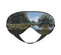 Masque de sommeil et masque pour les yeux en satin imprimé paysage humide | Masques de sommeil profond pour homme et femme | Masque de sommeil doux pour nourrir la peau