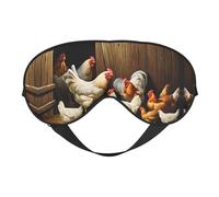 Masque de sommeil et masque pour les yeux en satin imprimé poulets de ferme | Masques de sommeil profond pour homme et femme | Masque de sommeil doux pour nourrir la peau