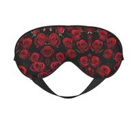 Masque de sommeil et masque pour les yeux en satin imprimé rose rouge et noir | Masques de sommeil profond pour homme et femme | Masque de sommeil doux pour nourrir la peau