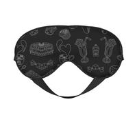 Masque de sommeil et masque pour les yeux en satin imprimé thé de l'après-midi noir | Masque de sommeil profond pour homme et femme | Masque de sommeil doux pour nourrir la peau