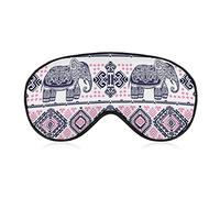 Masque de sommeil ethnique bohème éléphant bandeau tribal rose et gris pour dormir couvre-masque pour les yeux occultant élastique pour une nuit complète de voyage et de sieste