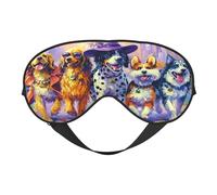 Masque de sommeil fantaisie avec six chiens se promenant joyeusement, bandeau ajustable, protection contre la lumière, idéal pour les voyages en avion, la sieste et la méditation (femmes et hommes).