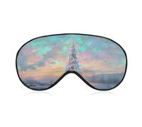 Masque de sommeil fantastique pour les yeux - Grand sapin de Noël avec lumières multicolores - Masque de sommeil pour homme et femme - Sangle réglable - Pour voyage, yoga, sieste, travail