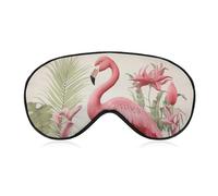 Masque de sommeil flamant rose et feuilles pour homme et femme avec sangle réglable - Masque occultant doux et respirant - Antidérapant - Essentiels de voyage