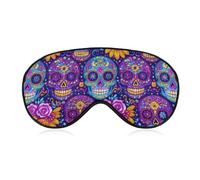 Masque de sommeil fleuri à motif de crâne de sucre pour femmes et hommes, masque doux pour les yeux, bandeau ajustable, 20 x 10 cm.