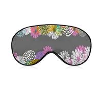 Masque de sommeil Fleurs colorées sur gris Masque pour les yeux bandeau avec sangle réglable Flower Doodles Soft Eye Cover pour bloquer les lumières