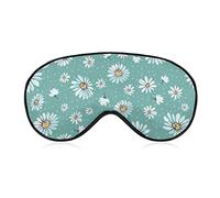 Masque de sommeil fleurs de camomille blanche bandeau bleu à pois pour dormir couvre-masque pour les yeux occultant élastique pour une nuit complète de voyage et de sieste