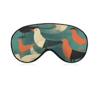 Masque de sommeil floqué d'oiseaux pour homme et femme avec sangle réglable - Doux et respirant - Occultant - Antidérapant - Essentiels de voyage