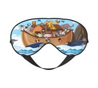 Masque de sommeil flottant animaux sur l'arche de Noé, masques pour les yeux pour dormir double face, masques de sommeil pour homme et femme, couvre-yeux occultant pour dormir, voyage
