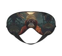 Masque de sommeil gorille méditant en feuille de bananier - Masque de sommeil double face pour homme et femme - Cache-yeux occultant pour dormir, voyage