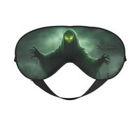 Masque de sommeil Green Ghost Horror Halloween Citrouille, 100 % soie naturelle de mûrier avec couvre-yeux ultra doux pour dormir, voyage, sieste