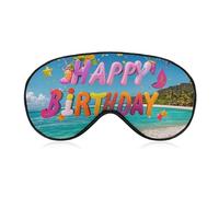Masque de sommeil « Happy Birthday on The Beach Sleep Eye Mask » avec sangle réglable - Cache-yeux de voyage - Cache-yeux doux pour le yoga