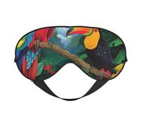 Masque de sommeil imprimé ara et toucan perchoir des forêts tropicales tropicales pour homme et femme - Masque doux et respirant