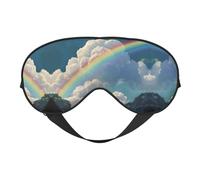Masque de sommeil imprimé arc-en-ciel en soie pour les yeux en satin doux avec sangle élastique pour la nuit et la sieste pour homme et femme