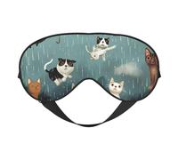 Masque de sommeil imprimé chats et chiens pluvieux pour homme et femme, masque pour les yeux bloquant la lumière, doux et respirant