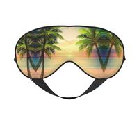 Masque de sommeil imprimé coucher de soleil sur la plage, couverture des yeux en satin doux, sangle élastique, ombre à paupières de nuit, sieste de voyage pour femmes et hommes