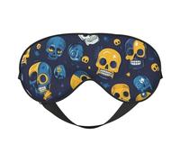 Masque de sommeil imprimé crâne abstrait avec sangle réglable, couverture confortable pour les yeux, voyage, yoga, sieste, sommeil et relaxation