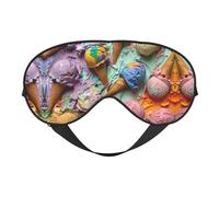 Masque de sommeil imprimé crème glacée colorée, couverture douce et respirante pour les voyages, le travail de nuit et la méditation