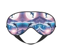 Masque de sommeil imprimé dauphins amoureux en soie pour les yeux en satin doux, sangle élastique, ombre à paupières de nuit, sieste de voyage pour femme et homme
