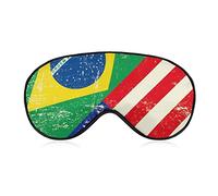 Masque de sommeil imprimé fantaisie compatible avec le Brésil et les États-Unis drapeau grunge américain doux avec les yeux bandés sangle élastique nuit visière voyage sieste pour femme homme