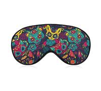 Masque de sommeil imprimé fantaisie compatible avec le jour des morts Halloween crâne de chat en sucre doux avec les yeux bandés sangle élastique nuit visière voyage sieste pour femme homme