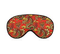 Masque de sommeil imprimé fantaisie compatible avec les dragons chinois rouges Floral doux avec les yeux bandés Sangle élastique Nuit Eyeshade Voyage Sieste pour femme homme