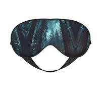 Masque de sommeil imprimé forêt étoilée en soie pour les yeux en satin doux, sangle élastique, ombre à paupières de nuit, sieste de voyage pour femme et homme