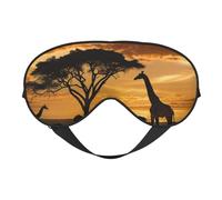 Masque de sommeil imprimé girafe et arbres au crépuscule en Afrique pour homme et femme Impression double face en soie douce