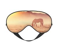 Masque de sommeil imprimé Horses On Pasture at Sundown - Couverture des yeux en soie - Bandeau élastique - Pour la nuit - Pour homme et femme