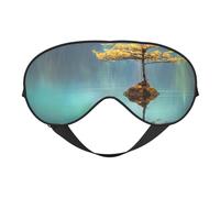 Masque de sommeil imprimé lac paisible et arbre en soie pour les yeux en satin doux bandeau élastique ombre à paupières nuit sieste voyage pour femmes hommes