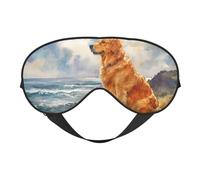 Masque de sommeil imprimé « Look At The Dog in The Sea » avec sangle réglable, couvre-yeux confortable pour les voyages, le yoga, la sieste, le sommeil et la relaxation