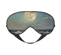 Masque de sommeil imprimé lune et mer, masque doux pour les yeux avec sangle réglable pour dormir, voyager et se détendre