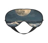 Masque de sommeil imprimé lune et mer pour l'extérieur, l'intérieur, le voyage, le camping, la méditation, le yoga, le travail